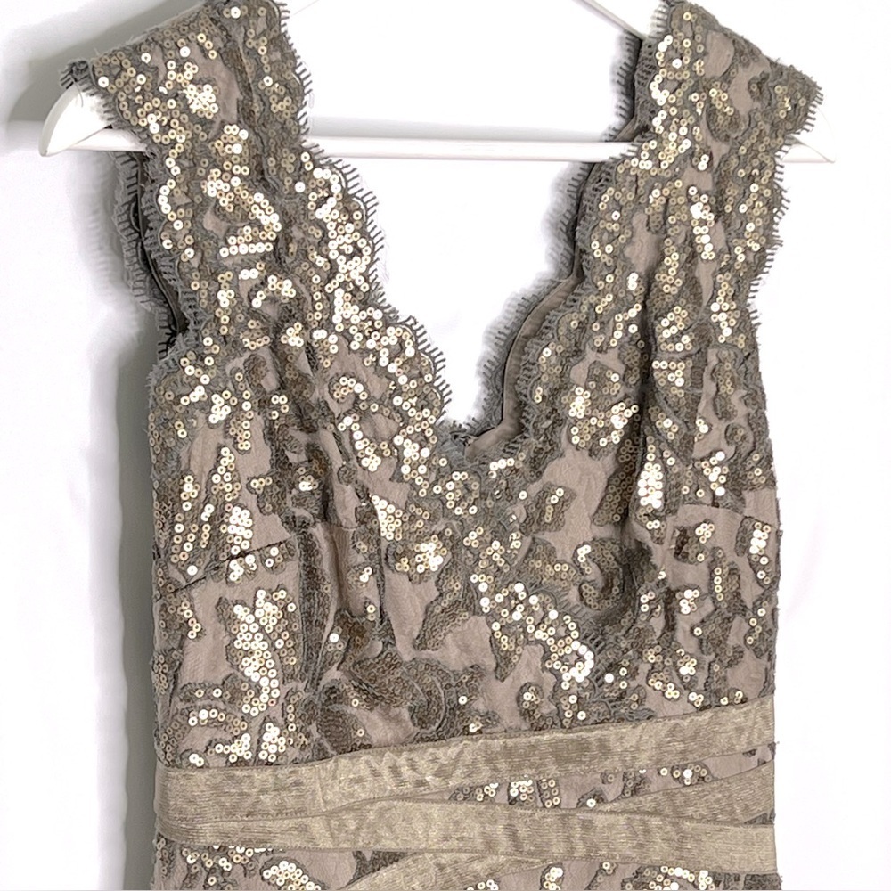 Tadashi Shoji Sequin Lace V-Neck Cocktail Dress - Picture 7 of 15